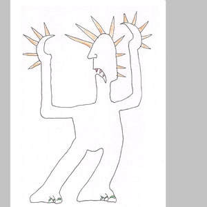 Ward P 3.1 Original drawing DIN A6 21 x 14.8 cm Outsider Brut Art abstract modern art figurative drawing outsider crazy