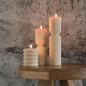 Hand-poured ribbed candles - soy wax - minimalist, vegan, environmentally friendly, decorative gift idea, home decor