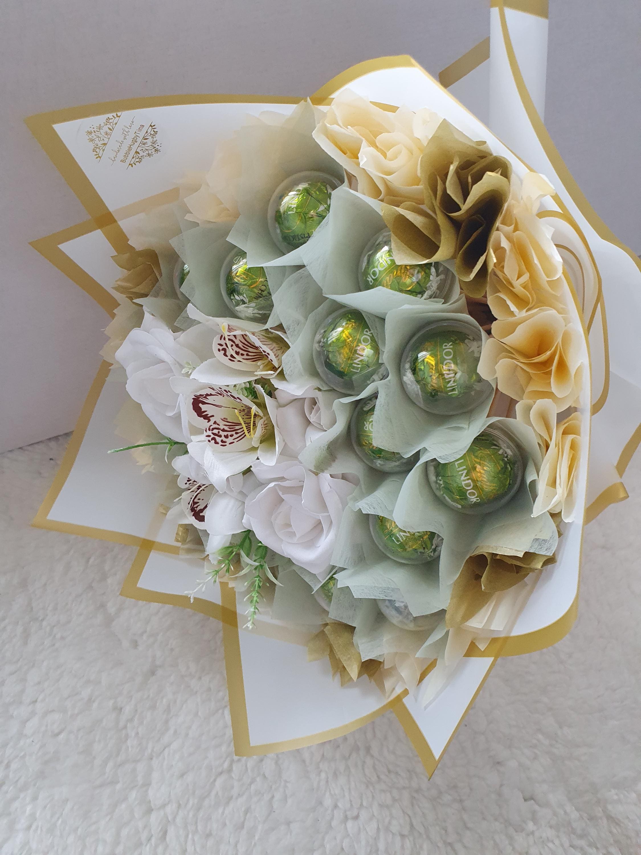 フラワー・リース shaggy white chocolat bouquet インテリア・生活