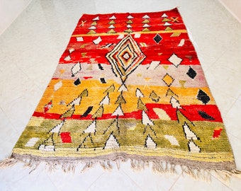 Moroccan vintage Rug, Contemporary Berber Rug, Handmade Rug, Colorful Berber Rug, Moroccan Design Rug, recycled rug