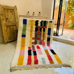 Custom Made Colorful Beni Ourain Area Rug, handmade rug, Genuine lamb wool, Wool rug, rug, hand knotted rug zdjęcie 3