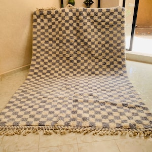 grey checkered rug checkerboard rug checkered area rug checkered rug checker rug moroccan rug zdjęcie 1