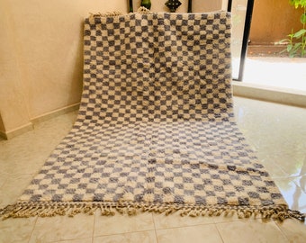 grey   checkered rug -checkerboard rug checkered area rug -checkered rug  -checker rug -moroccan rug