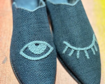 Marokkaanse pantoffels. op maat gemaakte Marokkaanse sandaal, Marokkaanse babouche, damesslippers, suède sandaal
