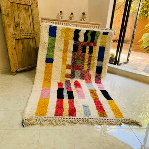 Custom Made Colorful Beni Ourain Area Rug, handmade rug, Genuine lamb wool, Wool rug, rug, hand knotted rug zdjęcie 5