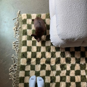 Green checkered rug -checkerboard rug checkered area rug -checkered rug green -green checker rug -green moroccan