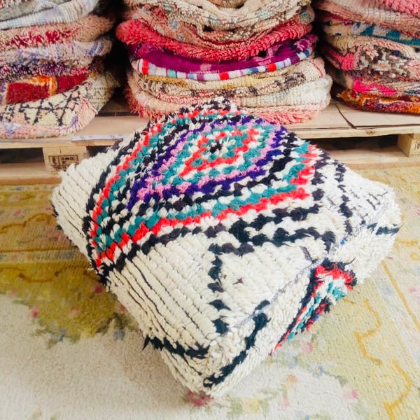 kilm pouf Multi Color Amazing Morocco.vintage moroccan kilm pouf .Beni ouarin square pouf .outdoor kilm pouf.Yoga meditation.