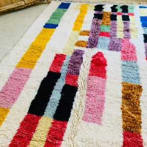 Custom Made Colorful Beni Ourain Area Rug, handmade rug, Genuine lamb wool, Wool rug, rug, hand knotted rug zdjęcie 7