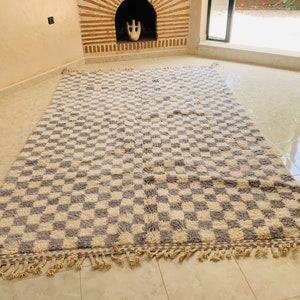 grey checkered rug checkerboard rug checkered area rug checkered rug checker rug moroccan rug zdjęcie 3