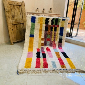 Custom Made Colorful Beni Ourain Area Rug, handmade rug, Genuine lamb wool, Wool rug, rug, hand knotted rug zdjęcie 10