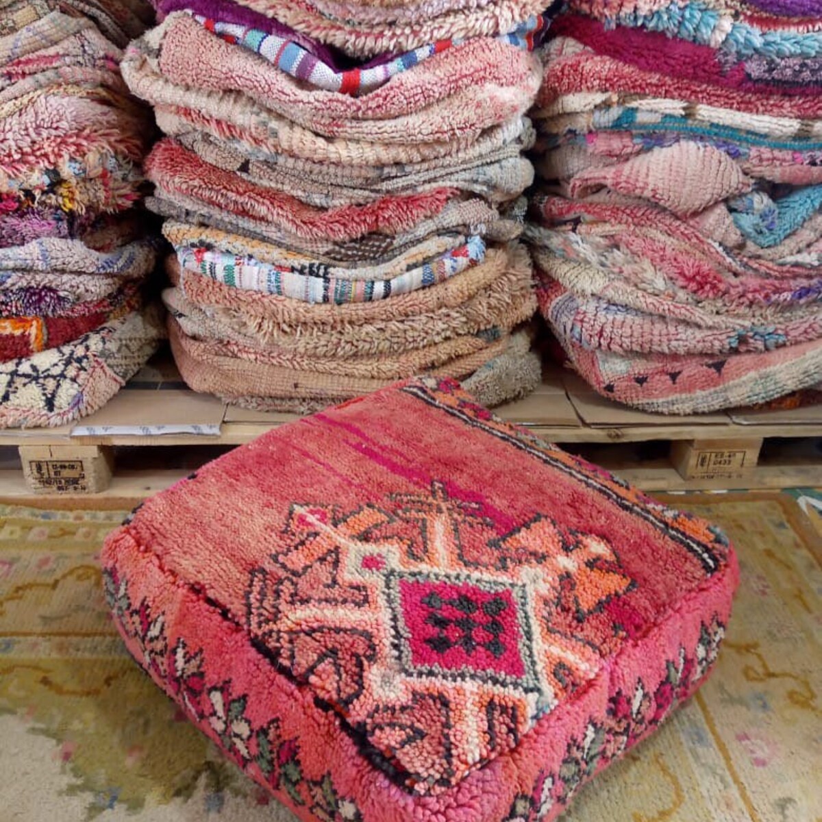 Kilm Pouf Multi Color Amazing Morocco.vintage Moroccan Kilm Pouf .beni Ouarin Square Pouf .outdoor Kilm Pouf.yoga Meditation. - Etsy