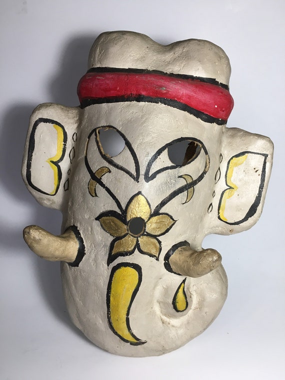 Hand Painted Paper fabric Mâché Elephant Mask Etsy