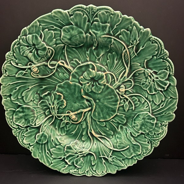 Antique Victorian Majolica Greenware Leaf plate