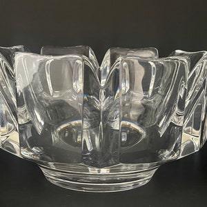 Mid Century Orrefors of Sweden Corona Crystal Glass Bowl by Lars Hellsten