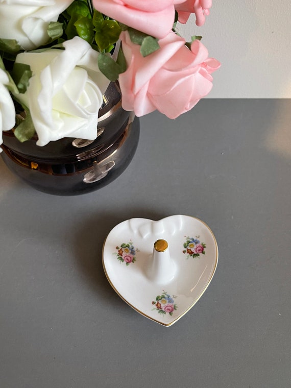 Pretty Coalport Porcelain Heart shaped Ring / Ear… - image 7