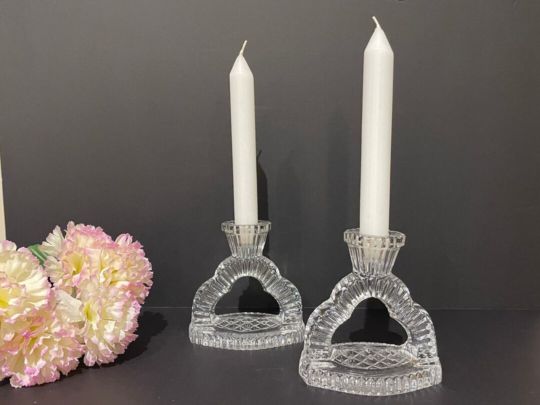 Beautiful Art Deco Glass Candlesticks Etsy