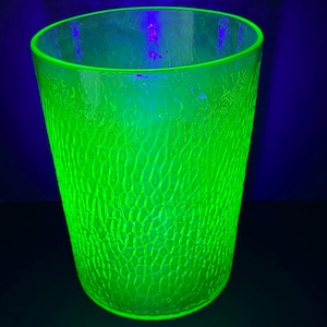 Mid Century Uranium Glass Bucket Vase