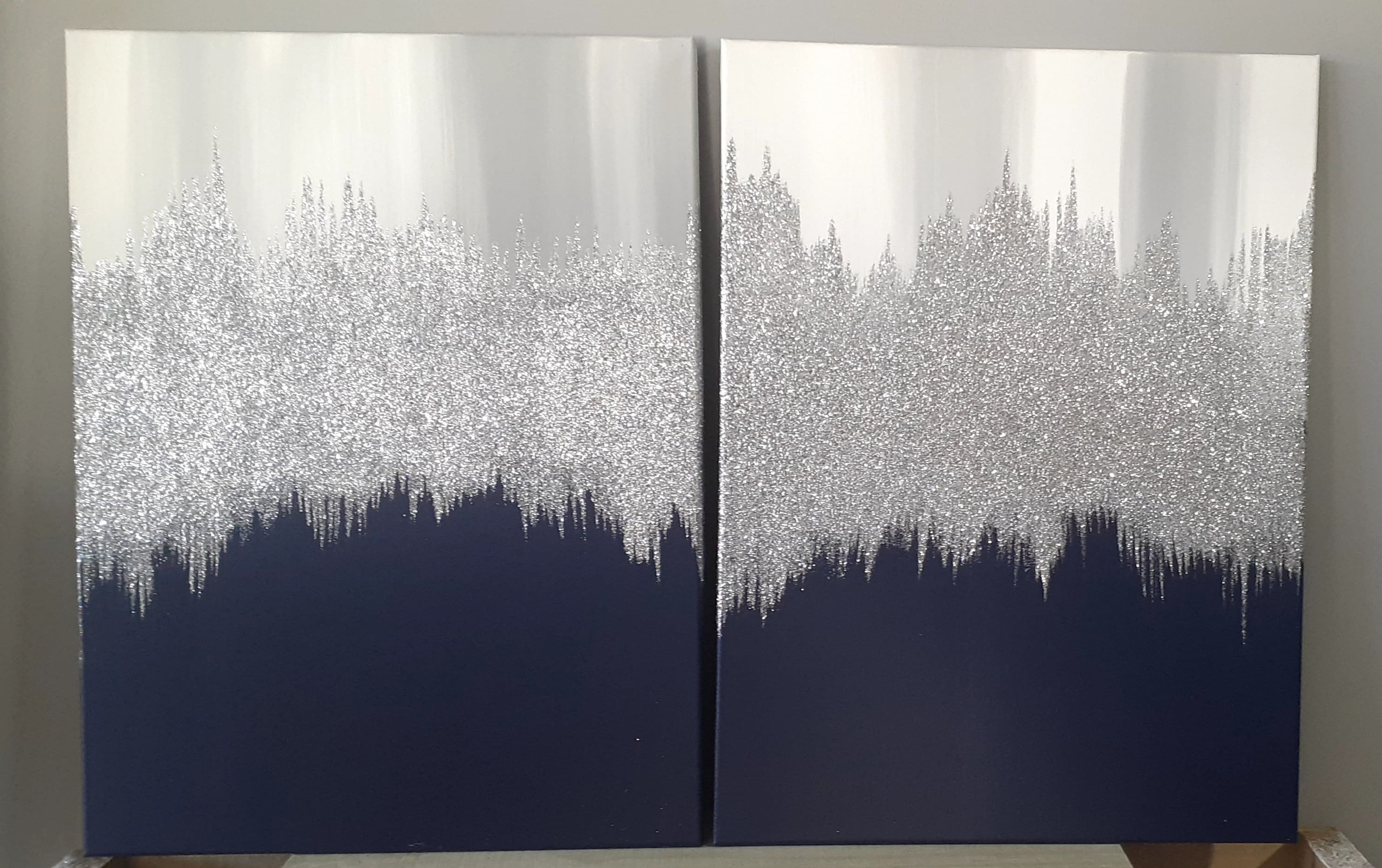 Navy blue and silver wall art Z gallerie inspired art home Etsy