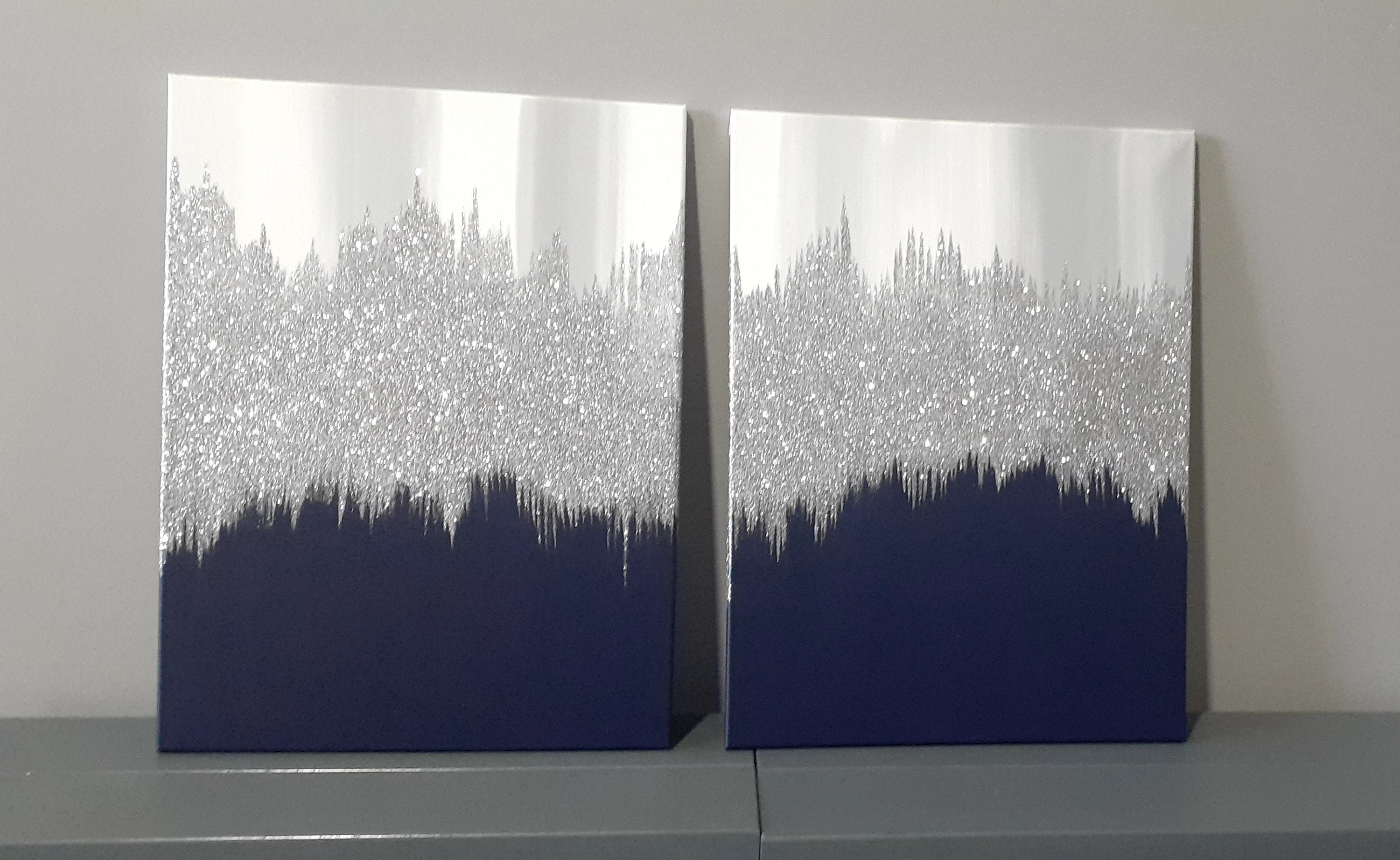 Navy blue and silver wall art Z gallerie inspired art home Etsy