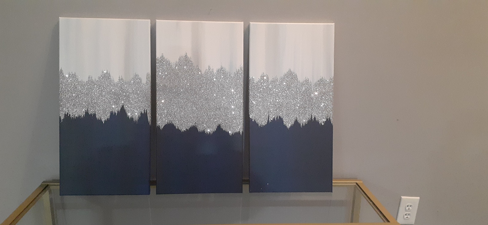 Navy blue and silver wall art Z gallerie inspired art home Etsy