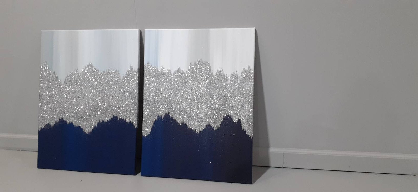 Navy Blue White Gray Silver Wall Art Home Decor Glam Room Etsy