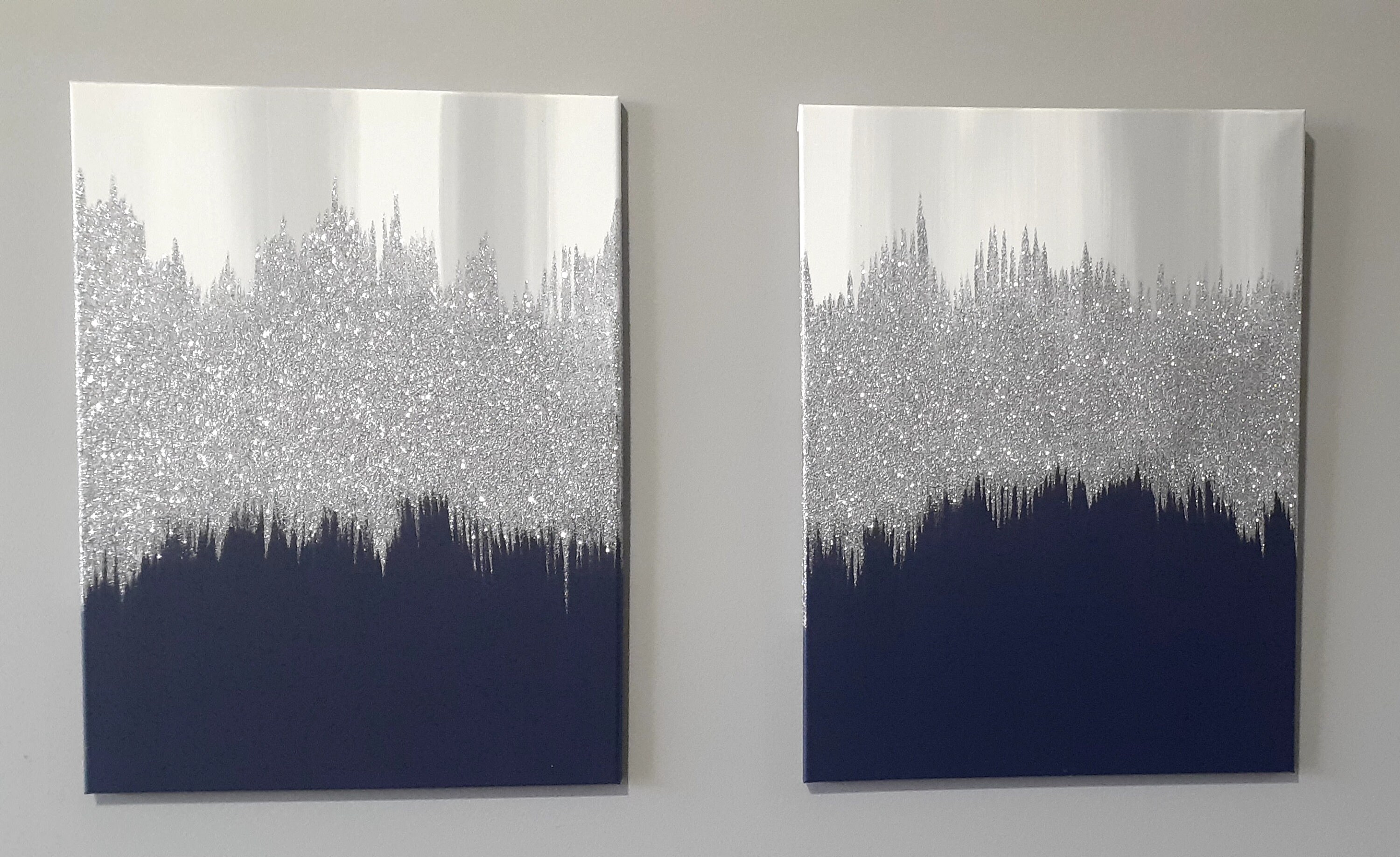 Navy blue and silver wall art Z gallerie inspired art home Etsy