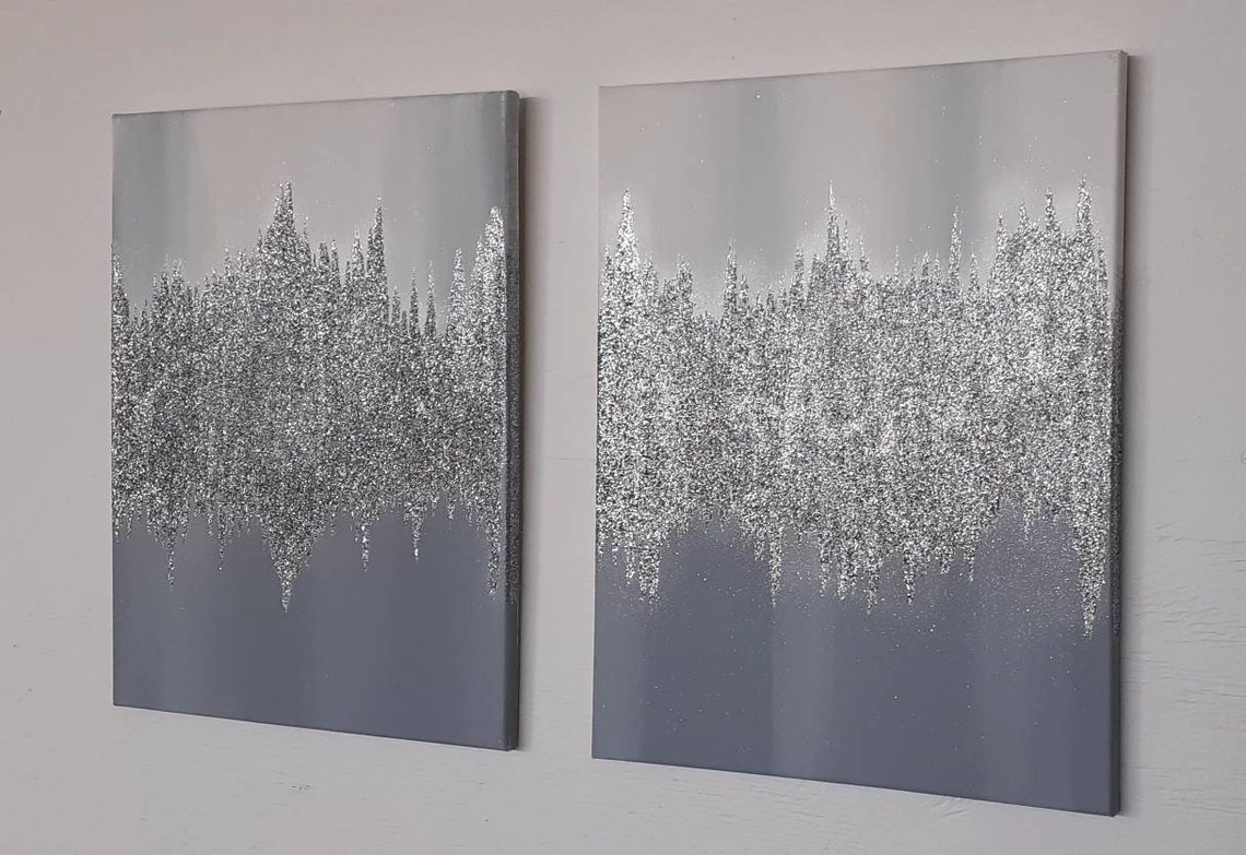 Gray white and silver wall art home decor set ZGALLERIE Etsy