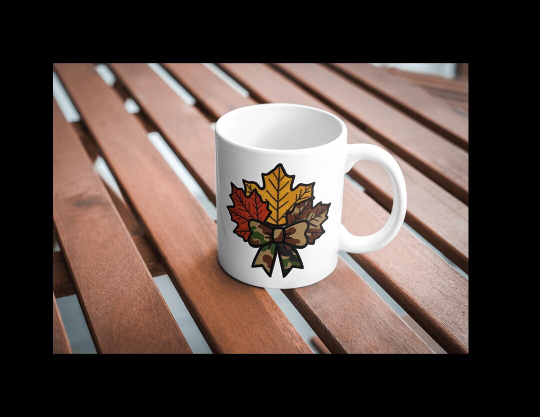 Embroidered Fall Leaf Clipart: Camo Autumn Design (digital PNG) - Etsy