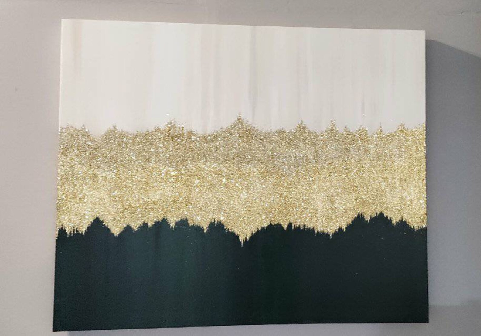 Hunter Green and Gold Glam Sparkling Wall Art Home Decor Etsy