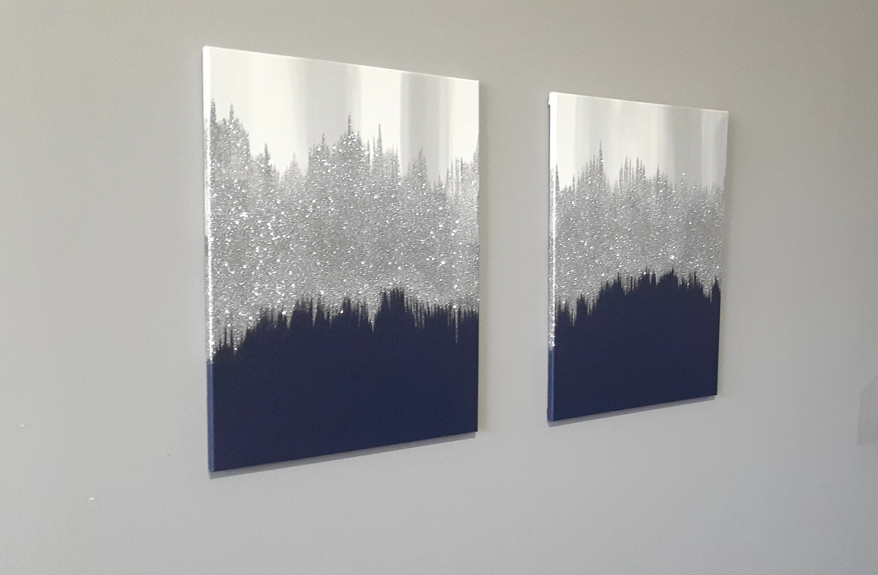 Navy blue and silver wall art Z gallerie inspired art home Etsy