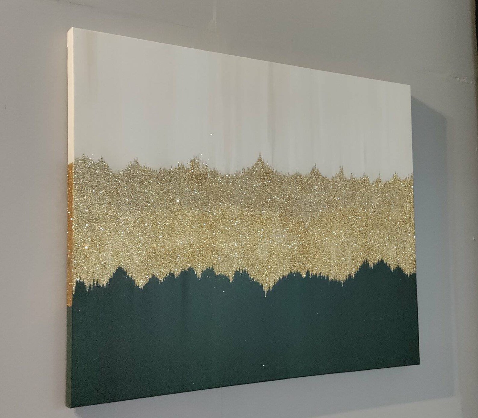 Hunter Green and Gold Glam Sparkling Wall Art Home Decor Etsy