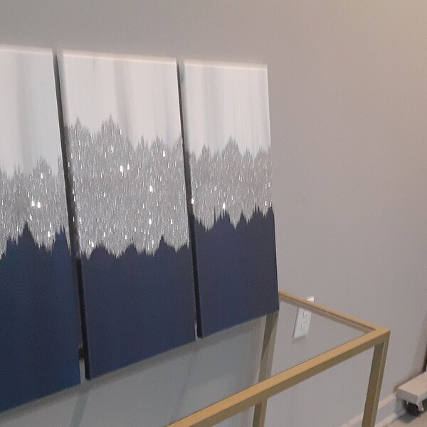 Blue and Silver Wall Art Etsy