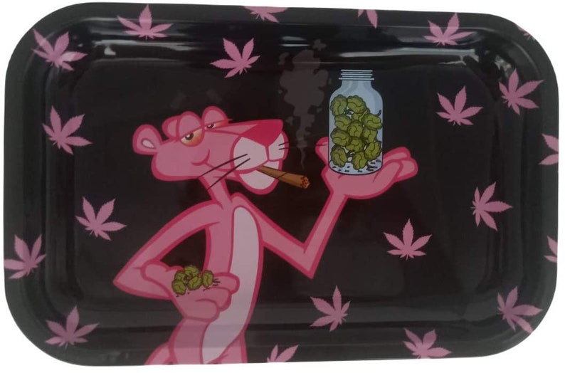Rolling Tray Pink Panther Large 10 Inch Metal Cigarette Rolling Trays 
