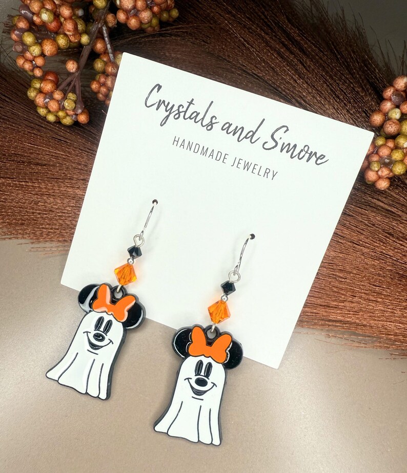 Pendientes de fantasma de Mickey Mouse, joyas de Disney para Halloween imagen 4