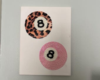 double 8ball cheetah leopard print bedazzled rhinestone canvas