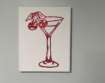 Cherry Martini bedazzled rhinestone canvas