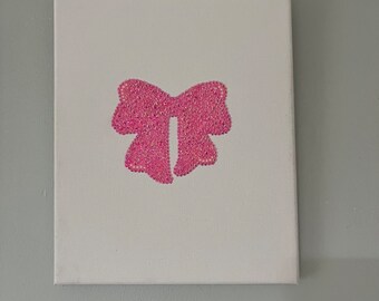Pink Rhinestone Bedazzled Bow Canvas Decor Art - Etsy