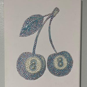 8 ball cherry bedazzled rhinestone canvas