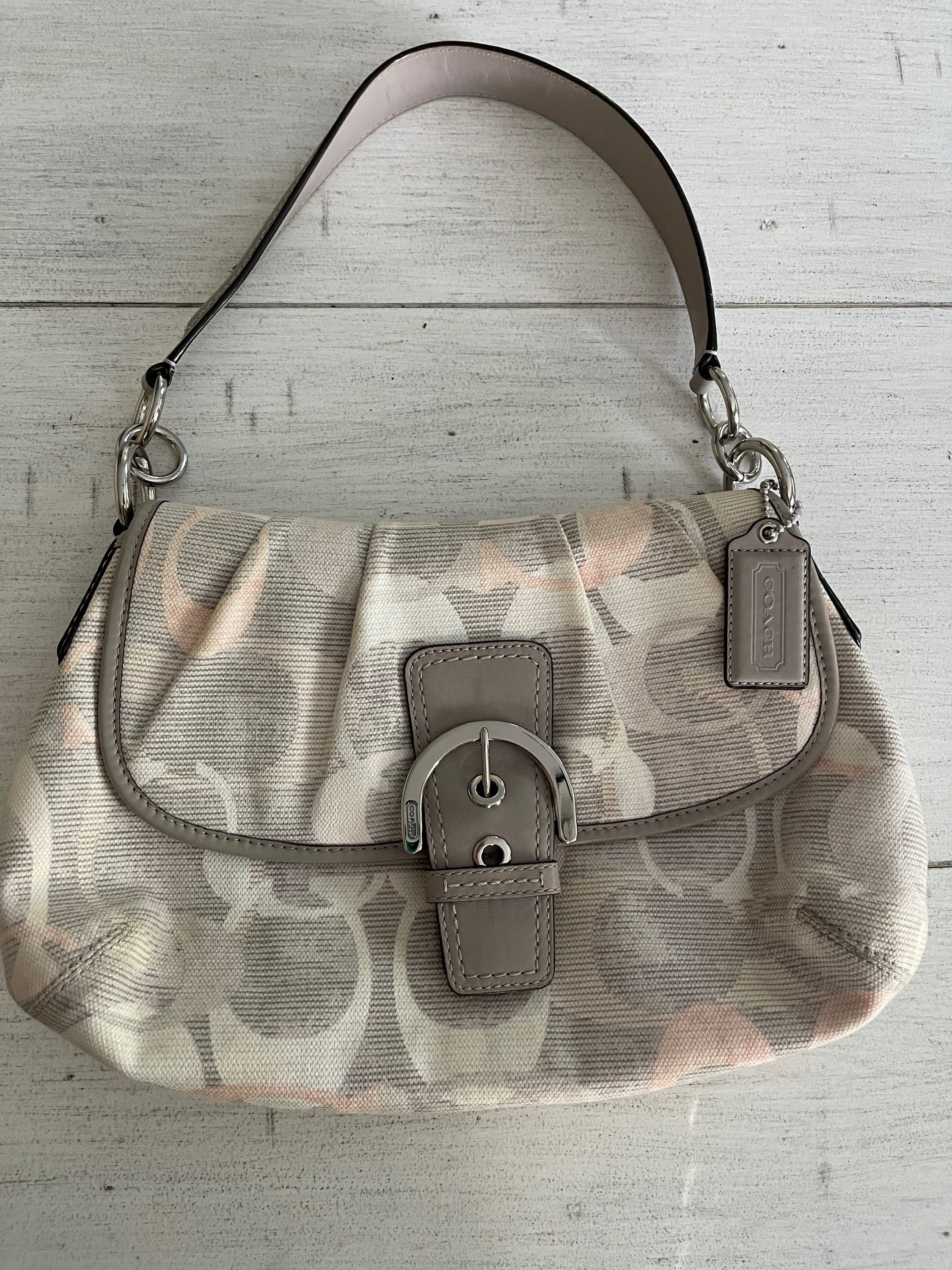 Coach Grey White Pink Canvas Purse Bag A1275 F19238 - Etsy