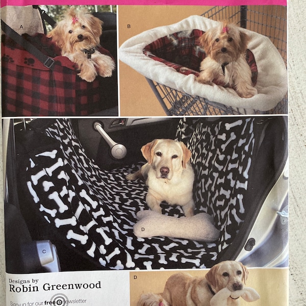 Simplicity 2984 uncut pattern / travel accessories for dogs / 2008 / car seat, shopping cart cover, car back seat cover, toys