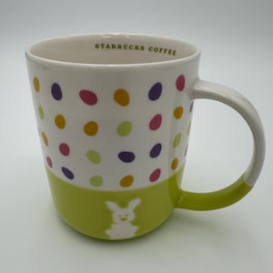 Starbucks Easter Bunny multicolor eggs coffee mug cup / 2007 12 ounce mug / made in China / spring decor tiered tray