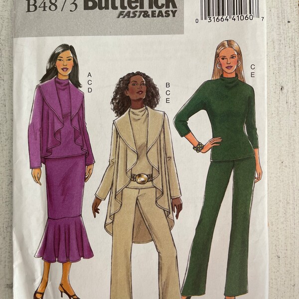 Butterick B4873 uncut pattern size Y XS S M  / 2006 / Misses jacket, top, skirt and pants / size extra small, small and medium / fast & easy