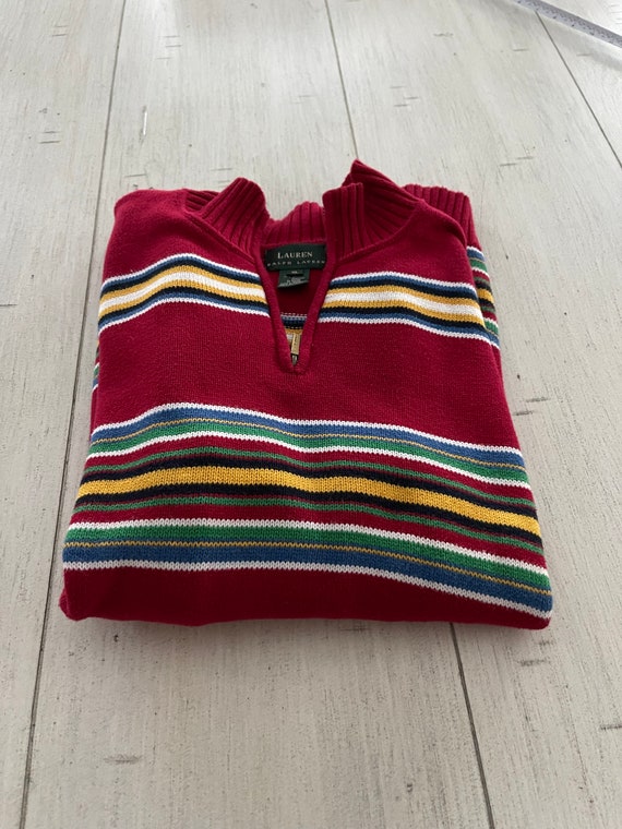 Vintage Lauren Cotton Knit Sweater 90s Y2K / Red R