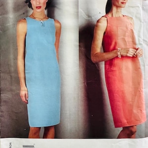 Vogue 2546 vintage UNCUT misses&#39; dress size 8 10 12 / 2001 / Oscar de la Renta Vogue American designer / sheath one piece dress