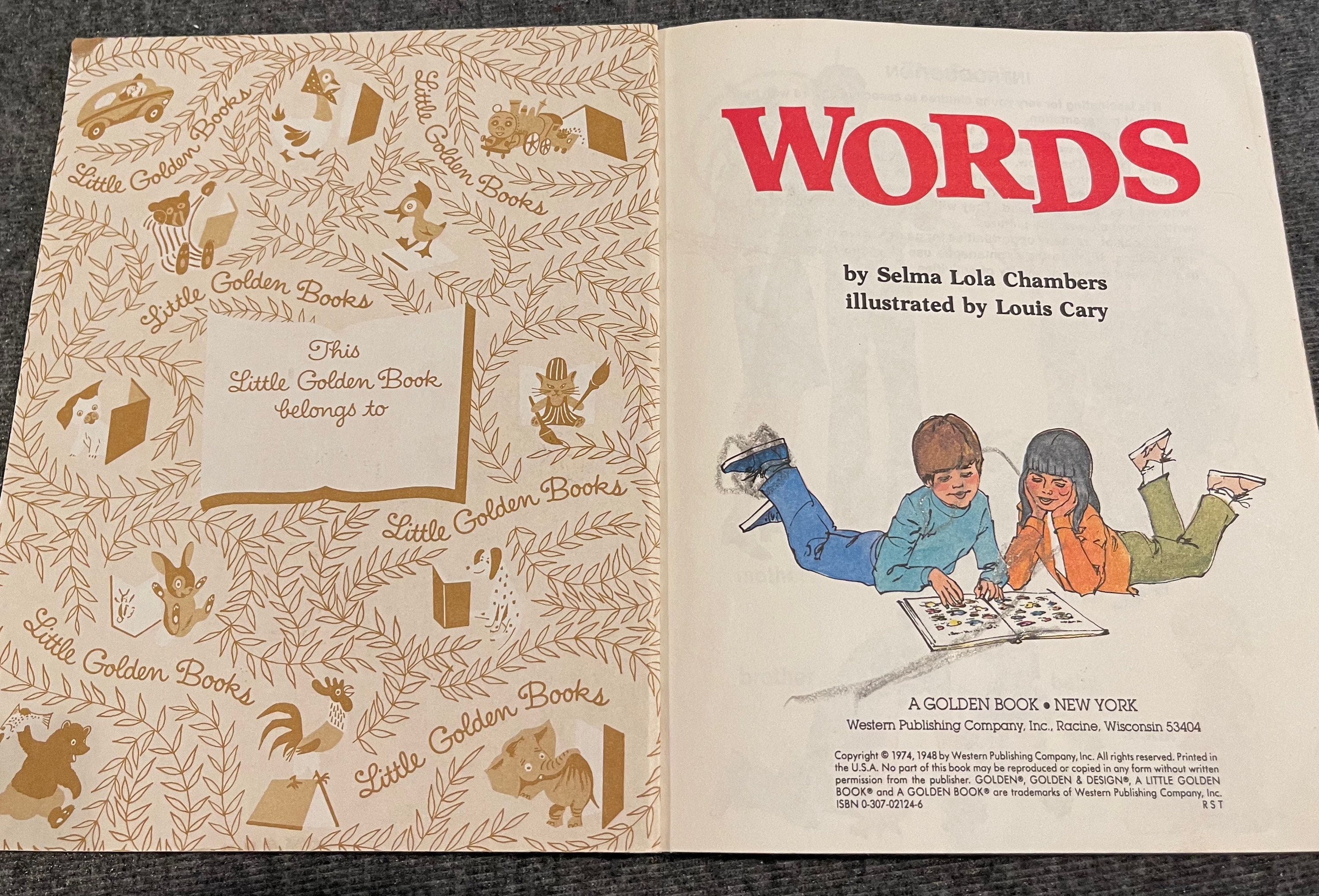 Words Little Golden Book Vintage Book / Children's Book / 1974 Gold Binding / Selma Lola