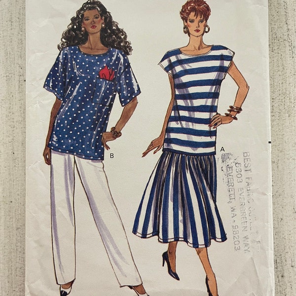 Butterick 4108 uncut pattern size L - XL / 1989 / Misses petite top, skirt and pants / size large and extra large pattern Fast & Easy