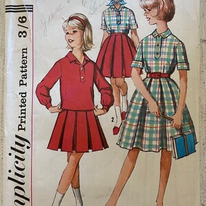 Simplicity 5089 vintage uncut pattern size 8 girls  / 1960s / Girls skirt and blouse