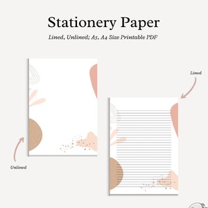 Papel de papelaria para impressão, papel para escrever cartas digitais, forrado sem forro, A5, A4 PDF, linhas em branco, notas, suprimentos de papel, marrom abstrato