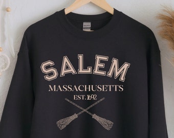 Salem Crewneck, Sudadera de cuello redondo de otoño, Sudadera de Massachusetts College, Lindo suéter de otoño, Sudadera de otoño, Vibraciones de octubre, Brujería