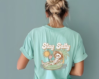 Stay Salty Shirt,  Sarcastic Skeleton Beach Shirt, Comfort Colors, Ocean Inspired shirt, Always Salty, Don't Be Salty, Surf Spring Break tee
